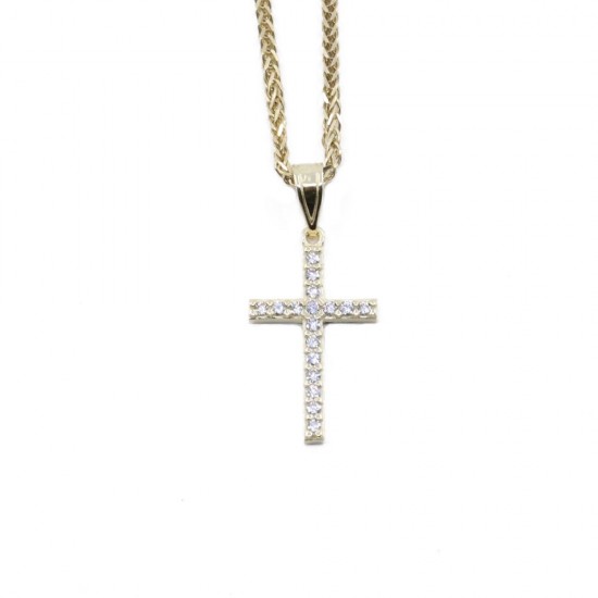 Cross in 14 K yellow gold with zircon small, 2138.