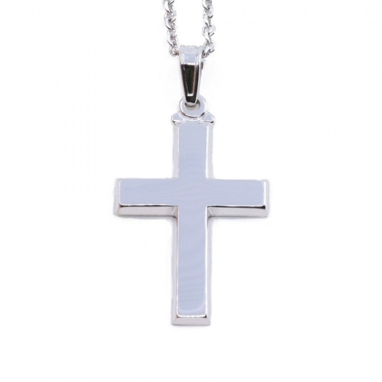 14 K white gold cross in classic square design, 2141.