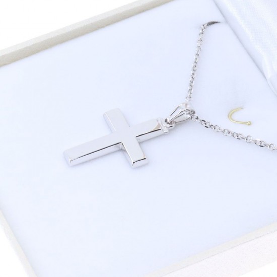 14 K white gold cross in classic square design, 2141.