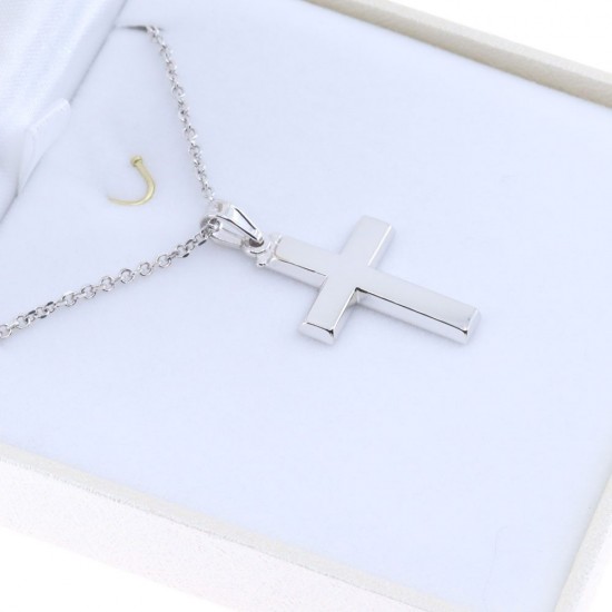 14 K white gold cross in classic square design, 2141.