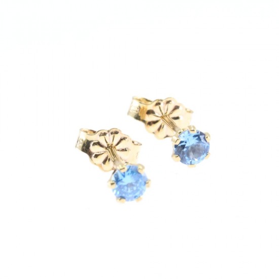 One stone earrings in 9 K gold with zircon in light blue, 2134.