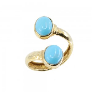 14 K gold hammered ring with turquoise, 2162.