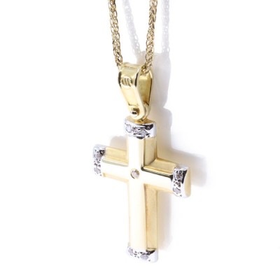 18 K cross in shiny gold with diamonds, 2166.