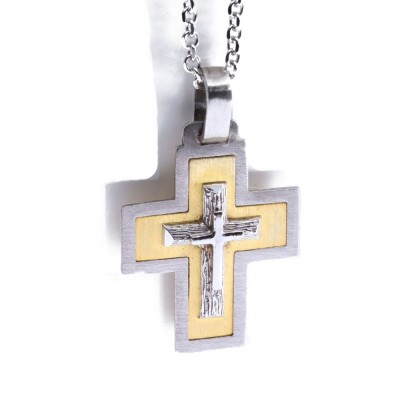 18 K double sided cross in white and yellow gold, 2167.