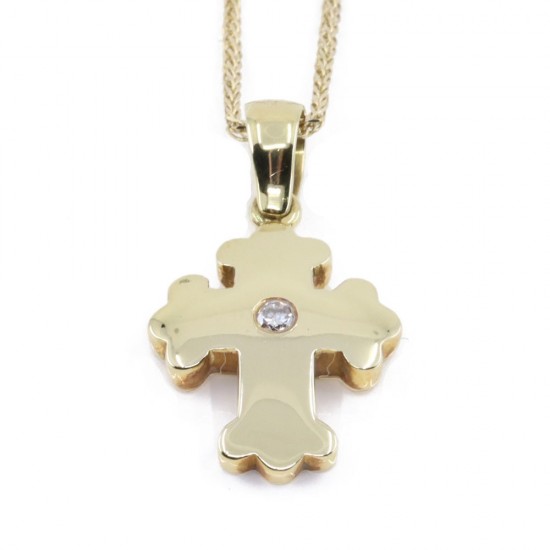 18 K cross in shiny gold with diamond, 2168.