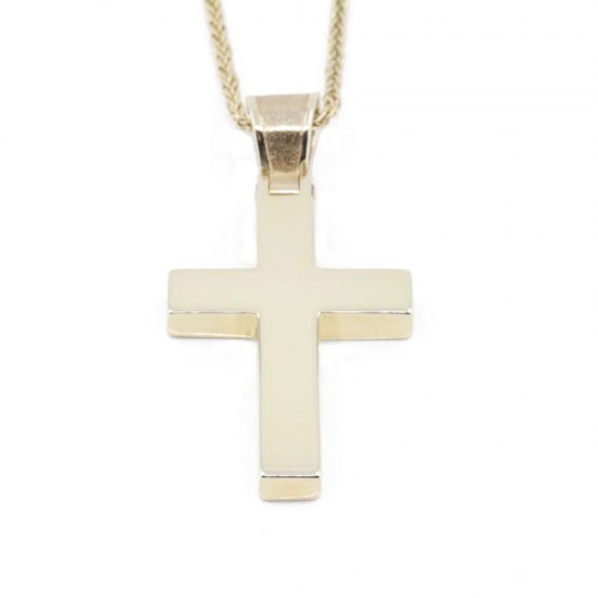 14 K yellow glossy cross, in classic square design, 2175.