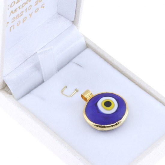 14 K enamel eye pendant with gold fastening, 2232.