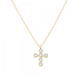 Silver necklace cross with stones, Senza, goldplated, 2283.