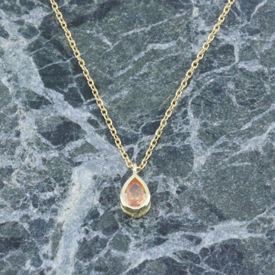 Silver necklace tear with zircon, Senza, goldplated, 2282.