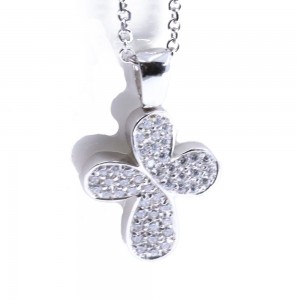 Cross 14 K bull white gold with zircon, 2240.