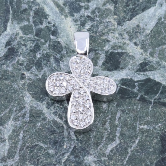 Cross 14 K bull white gold with zircon, 2240.