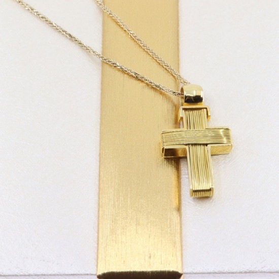 18 K yellow luster gold cross and wire design, 2270.