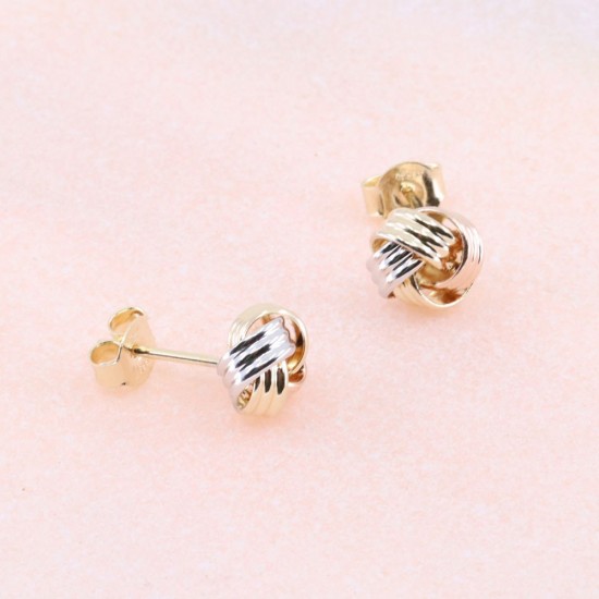 14 K knot earrings in three colors, 2280.