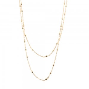 Silver necklace with double chain and small balls, gold-plated, 2284.