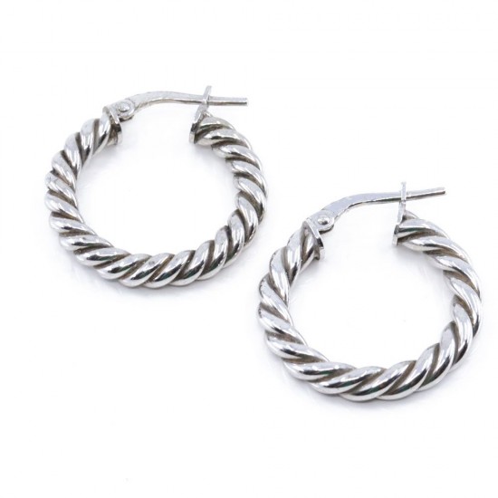 Twisted silver hoops in 20mm, 2288.