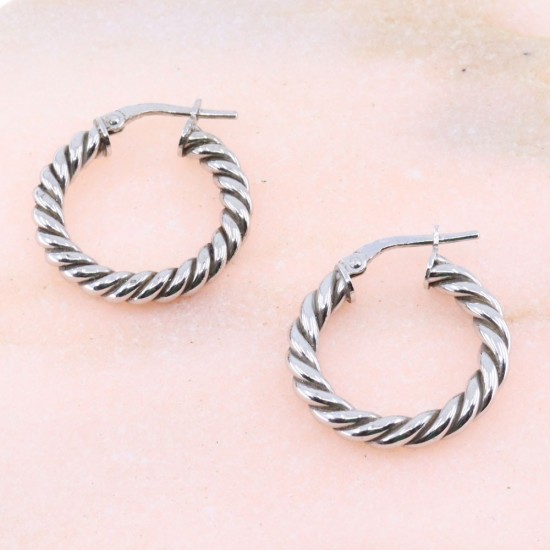 Twisted silver hoops in 20mm, 2288.