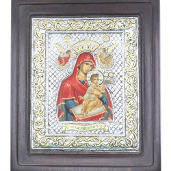 Ασημένια εικόνα Παναγία με Βρέφος 17 x 20 cm, iconotechniki.