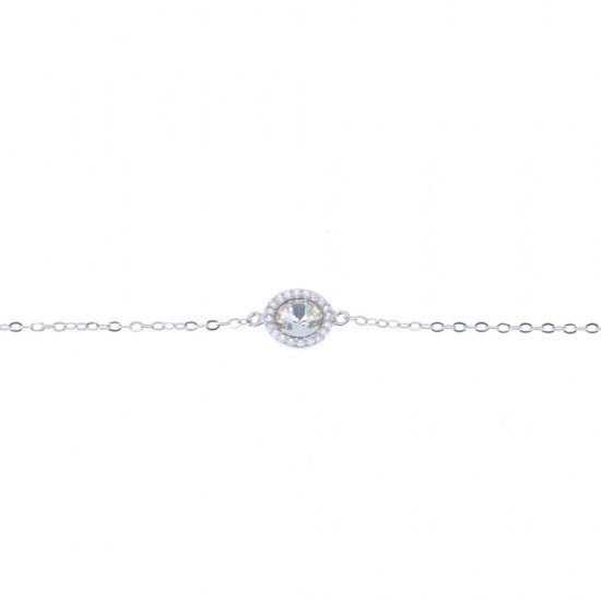 Silver bracelet with white crystal, Senza, 2329.