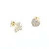 Earrings double design bear-heart silver gold-plated, Senza, 2332.