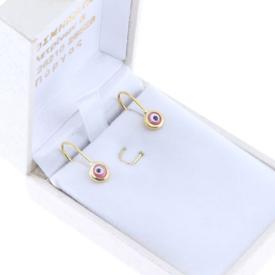 Senza earrings pink eye silver gold plated, 2336.