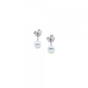 Senza silver earrings with faux pearl 4mm, 2338.