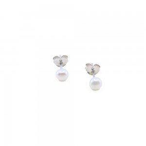 Senza silver earrings with faux pearl 5mm, 2339.