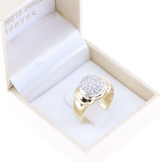 14 K ring in bull design with zircon, 2365.