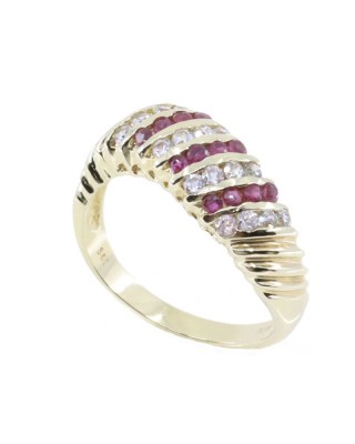 14K ruby and zircon twist ring, 2367.