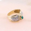 14K yellow gold ring with emerald and zircon, 2375.