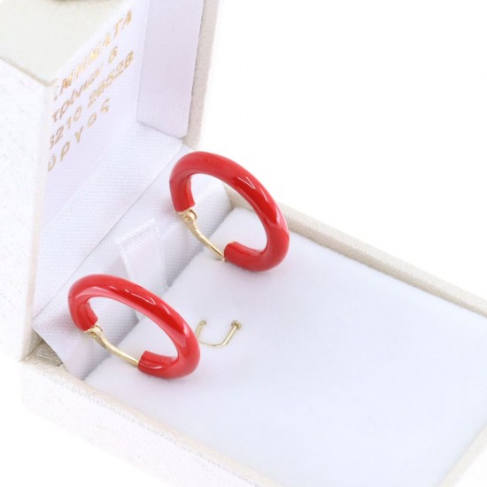 Silver hoops with red enamel 20mm, 2381.