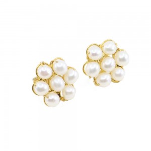 14K daisy design pearl earrings, 2386.