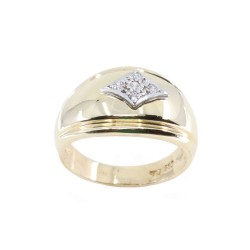 14K yellow gold with rhombus pattern and zircon ring, 2387.