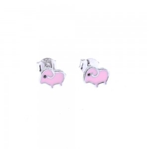 Children's silver earrings lamb in pink enamel, Senza, 2397.