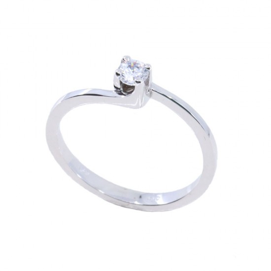 14K white gold single stone ring with flame design with zircon, 2401.