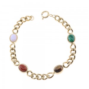 Excite bracelet, chain with colored oval stones, stainless steel gold-plated, 2424.