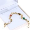 Excite bracelet, chain with colored oval stones, stainless steel gold-plated, 2424.