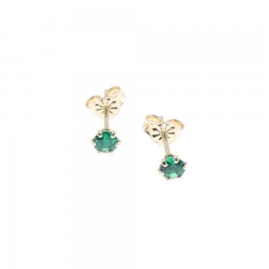 One stone earrings in 14 K gold with green zircon, 2427.