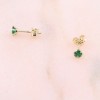 One stone earrings in 14 K gold with green zircon, 2427.