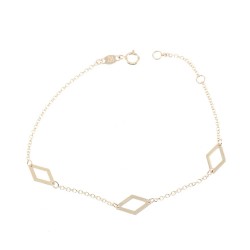 Hand chain thin 14K yellow gold with rhombus pattern, 2432.