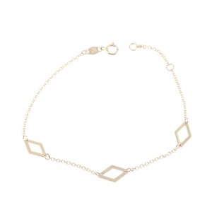 Hand chain thin 14K yellow gold with rhombus pattern, 2432.