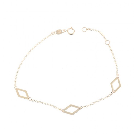 Hand chain thin 14K yellow gold with rhombus pattern, 2432.