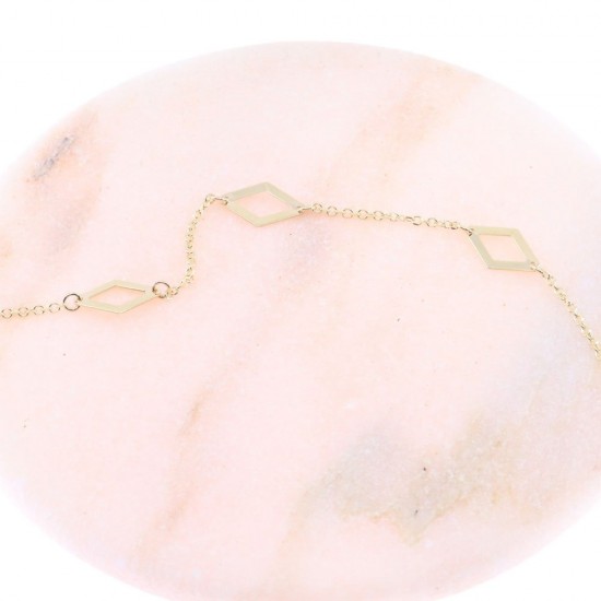 Hand chain thin 14K yellow gold with rhombus pattern, 2432.