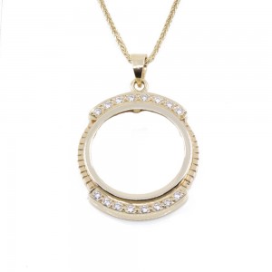 14K yellow gold pendant with zircons for gold pound, 2434.