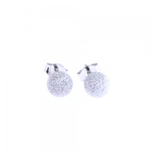 Silver earrings Prince Silvero textured ball 6mm, 2455.