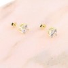 Silver earrings Prince Silvero gold-plated single stone with zircon 6mm, 9A-SC100-3.