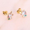 Children's unicorn earrings, silver gold plated with enamel, 2468.