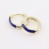 Silver earrings Prince Silvero gold-plated hoop with blue enamel and zircon, 2ZK-SC128-3M.