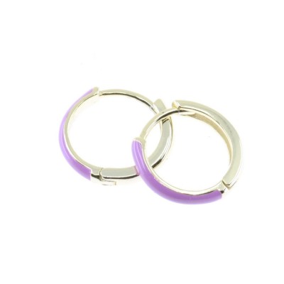 Silver earrings Prince Silvero gold-plated hoop with purple enamel, 2ZK-SC116-3A.