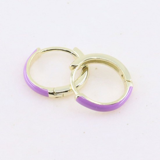 Silver earrings Prince Silvero gold-plated hoop with purple enamel, 2ZK-SC116-3A.