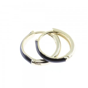 Silver earrings Prince Silvero gold-plated hoop with black enamel, 2ZK-SC116-3B.